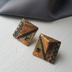 Funky geometric retro 80s collage earrings